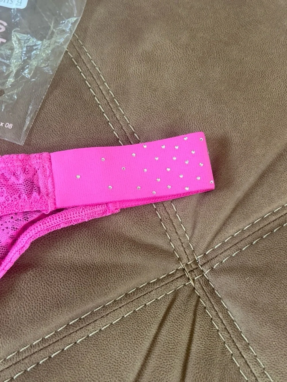 PINK Victoria's Secret Hot Pink Lace Thong Panty